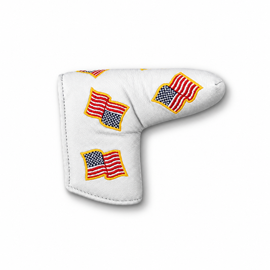 Blade Putter Cover with Outlined American Flags in Tradition Leather