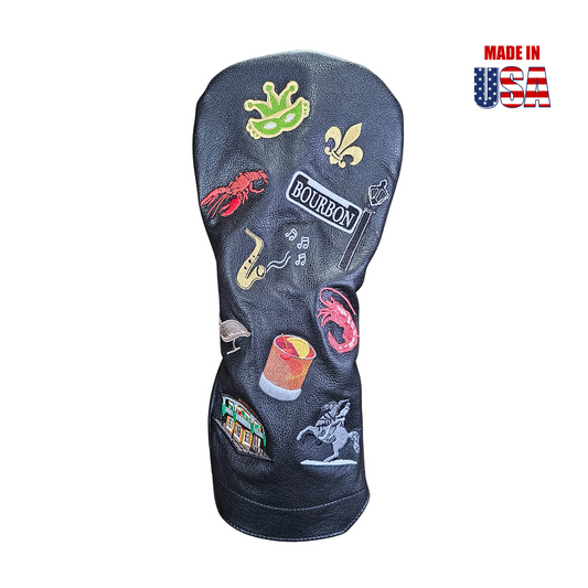 New Orleans Mural Black Leather Driver Headcover