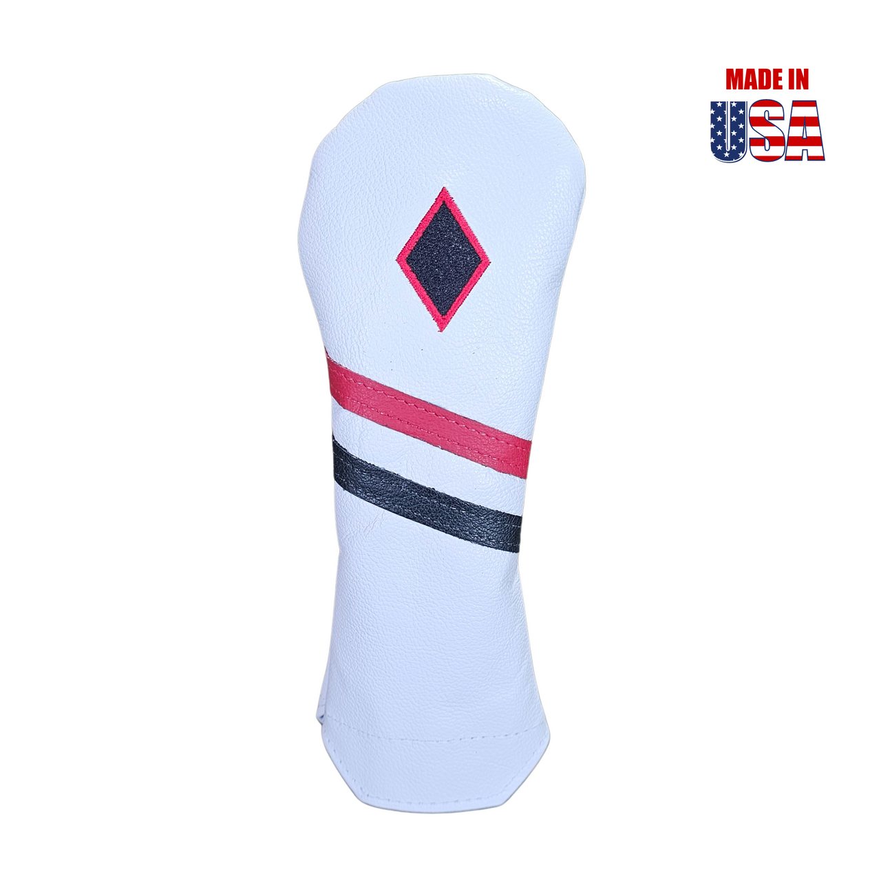 #Diamond Hybrid White with Red/Black Stripe Black Embroidery with Red Outline