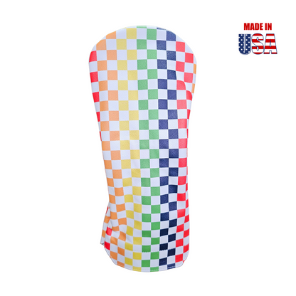 Rainbow Checkerboard Leather Driver Headcover
