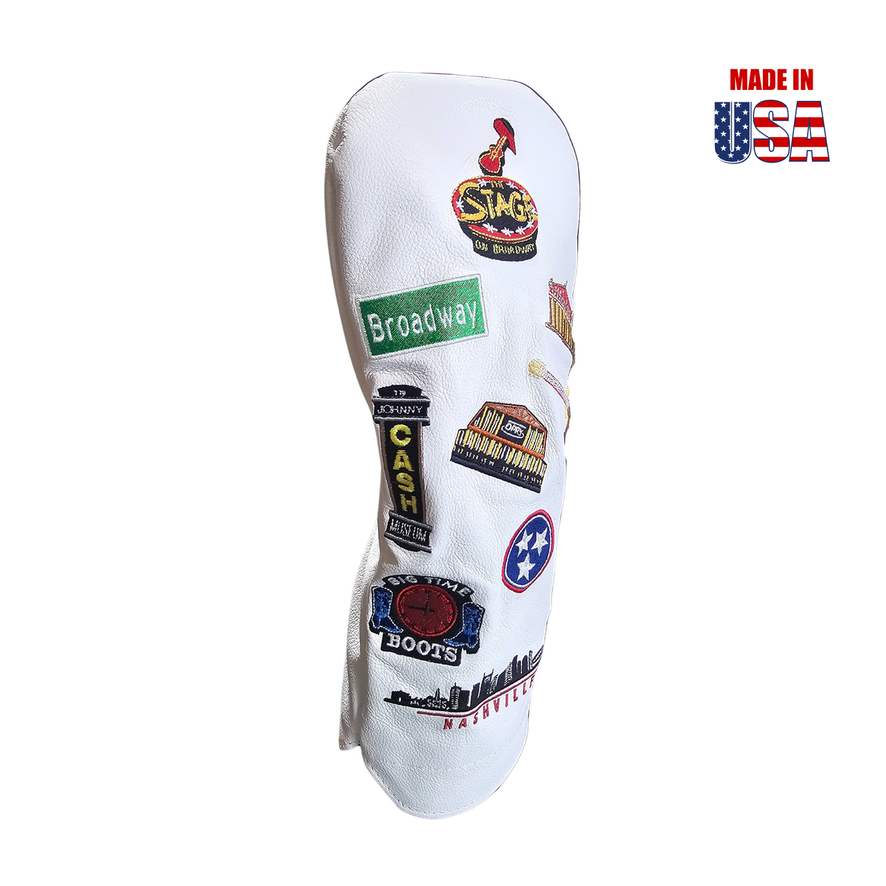 Nashville Sounds and Spots Mural Leather Headcover White Driver2