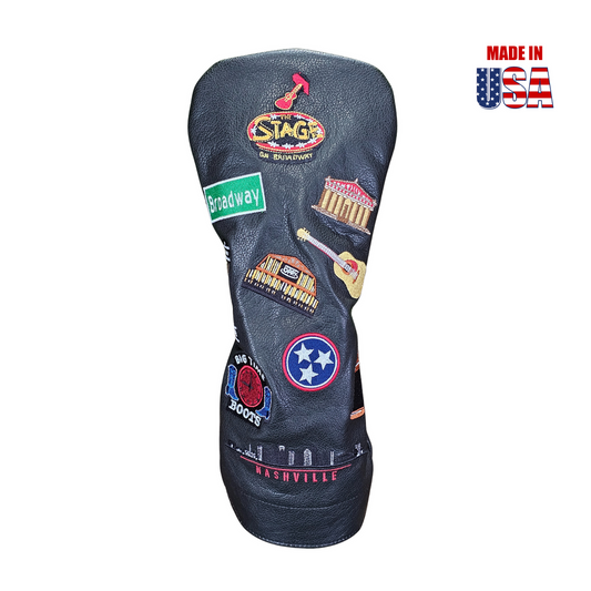 Nashville Sounds and Spots Mural Leather Headcover Black Driver