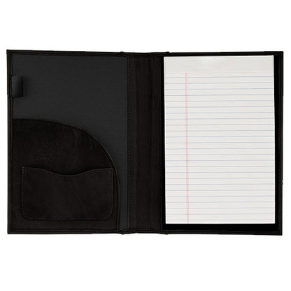 Black Colombian Leather Small Desk Portfolio Opened