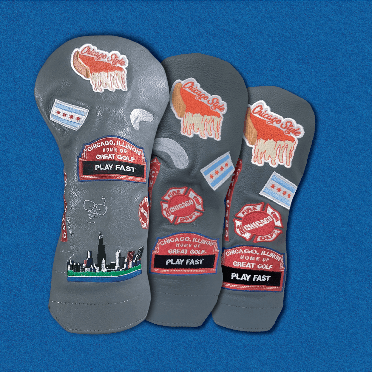 Chicago Cub Style Mural Leather Golf Headcovers