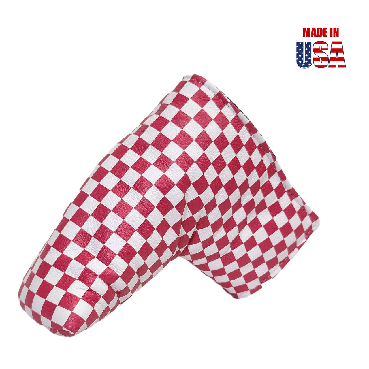 Pink and White Checkerboard Leather Universal Blade Putter Cover