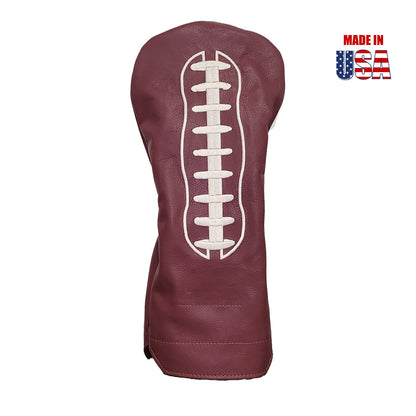 Football Headcovers Eggshell Laces / Cardinal Leather