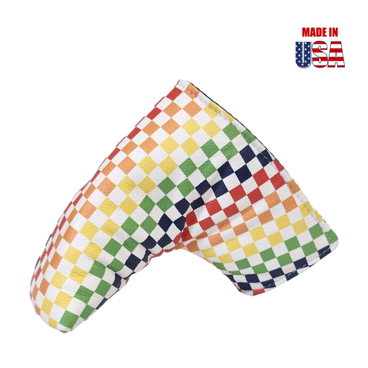 Rainbow Checkerboard Leather Universal Blade Putter Cover