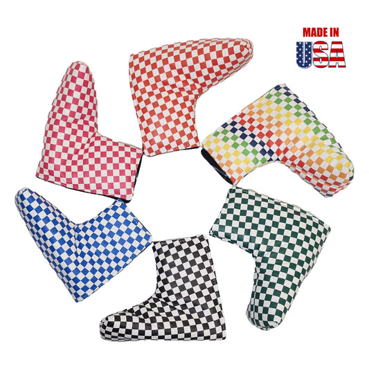 Assorted Checkerboard Leather Universal Blade Putter Cover