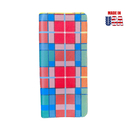 Tartan Blue/Green/Red/Orange/Yellow Plaid Leather Glove Stash Book 2