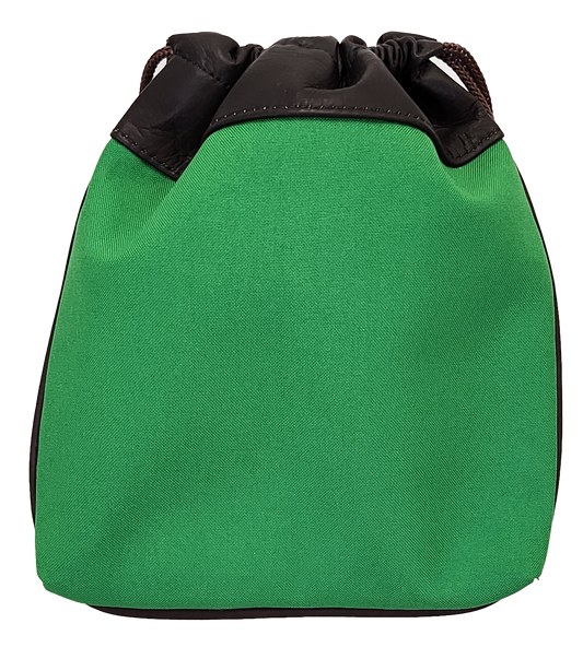 Drawstring Player's Pouch, Kelly Green Canvas with Colombian Leather